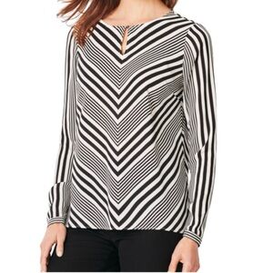 Talbots long sleeve chevron stripe career blouse. Size L. 100% polyester.